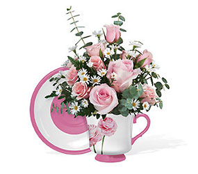 06G500 Pink Rose Teacup Bqt