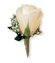 White Ice Rose Boutonniere from Swindler and Sons Florists in Wilmington, OH