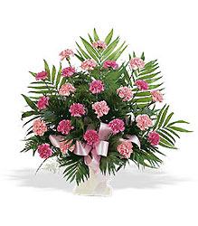 Funeral Basket Pink Carnations from Swindler and Sons Florists in Wilmington, OH