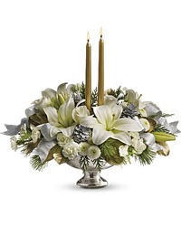 Silver And Gold Centerpiece from Swindler and Sons Florists in Wilmington, OH