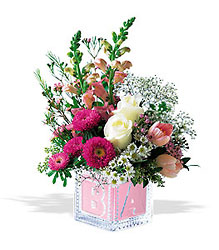 Teleflora's Crystal Baby Block from Swindler and Sons Florists in Wilmington, OH